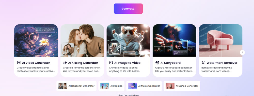 Clipfly homepage features.png