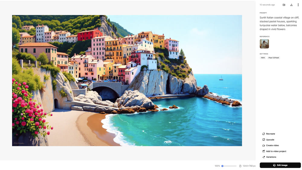 Image of a bright, colorful Italian coastal village scene.png
