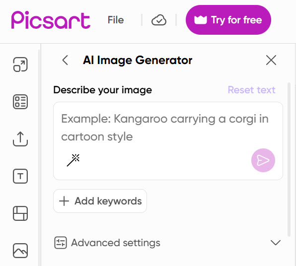 picsart ai image generator prompt box.png