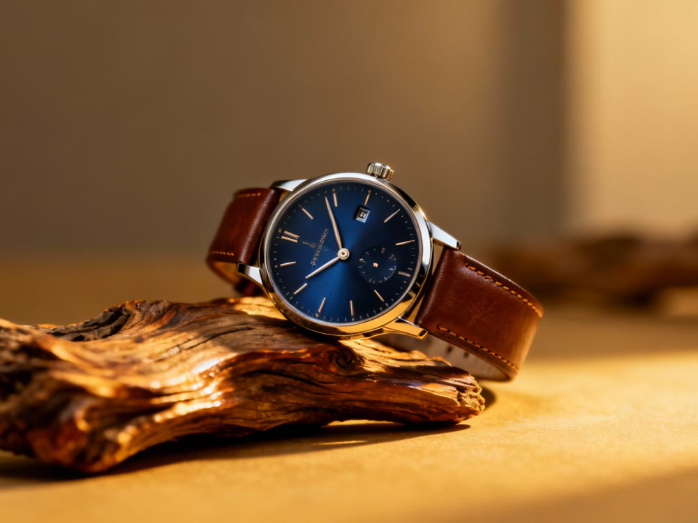 Image of a realistic luxury watch on driftwood, showcasing high detail and good lighting.jpeg