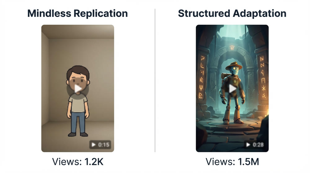 Structured adaptation vs. mindless replication.png