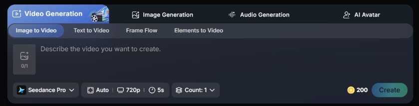 video ocean ai video generator prompt box.webp