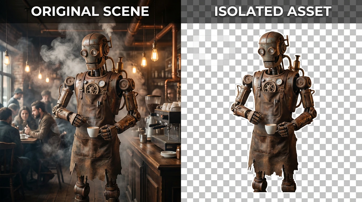 A split screen showing a raw image vs. a subject with a transparent background.webp